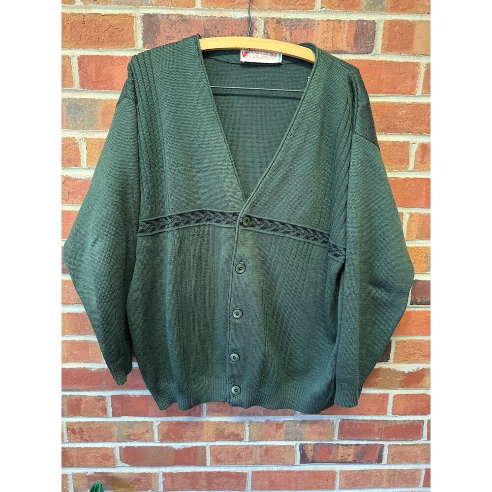 Vassiliadis Forest Green Wool Blend Cardigan